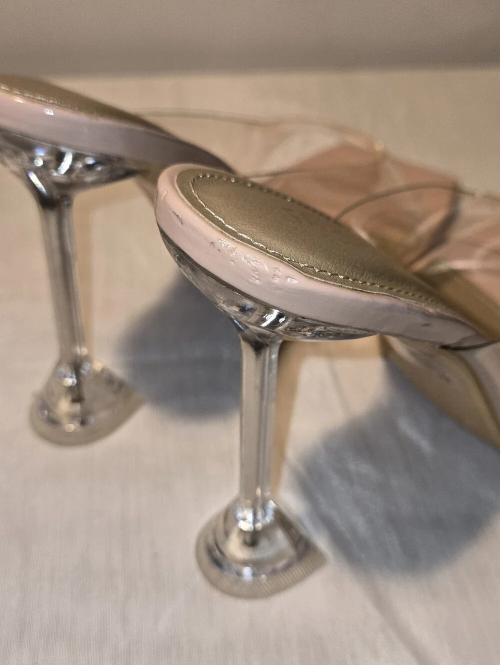Fashion Nova Nude Clear Strap Mule Heels